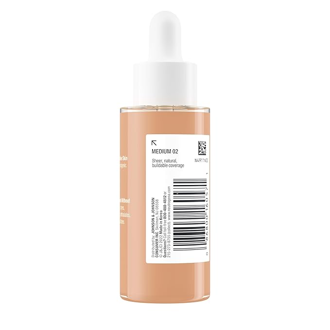 Neutrogena Healthy Skin Sensitive Skin Serum Foundation with Pro-Vitamin B5, Color Correcting & Pore Minimizing Liquid Foundation & Face Serum, Buildable Coverage, Medium 02, 1 oz