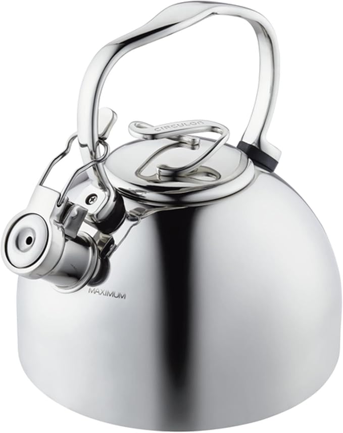 Circulon Stainless Steel Whistling Tea kettle/Teapot With Flip-Up Spout, 2.3 Quart - Silver
