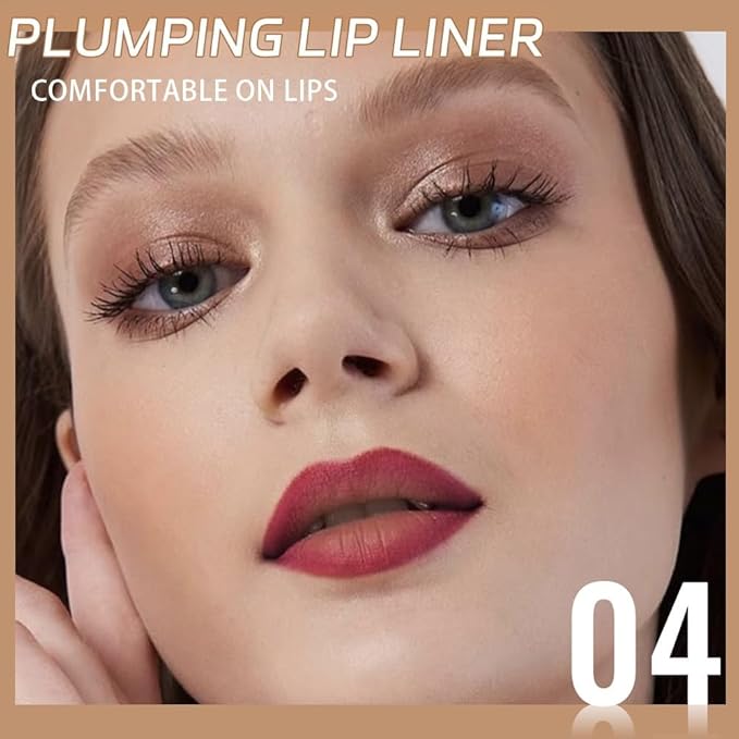 Plum Matte Lip Liner Pencil, Long-Lasting Waterproof, Creamy Formula with Silicone Smudger (4#, 1 Count (Pack of 1))