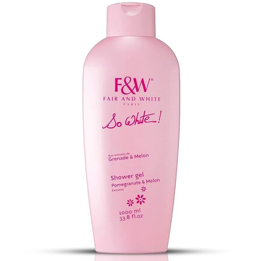 FAIR & WHITE So White Refreshing Brightening Body Wash - 1000ml / 33.8 fl oz - Daily Moisturizing Skin Shower Gel, with Pomegranate & Melon Extracts