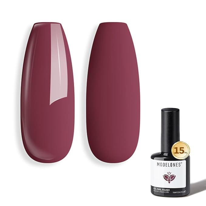 modelones Purple Gel Nail Polish Plum Rosy Nail Polish valentine New Year Party Nails Soak Off Nail Art Manicure 15 ML