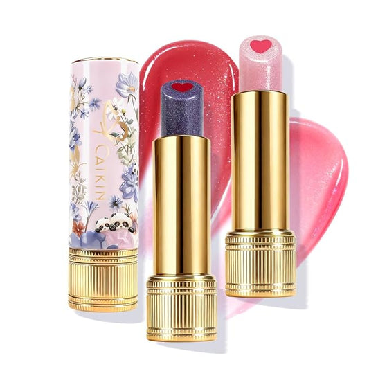 Tinted Lip Balm with Colorful Serum Core, CATKIN Cute 2-in-1 Lip Balm Gloss, Moisturizing with Jojoba Oil Hyaluronic acid, Citrus Tea Flavor, Trendy Lip Care 2pcs (01+02)