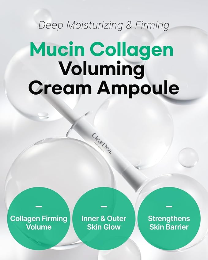 Mucin Collagen Voluming Ampoule Moisturizer Face Cream (Dual Collagen + Mucin Care) – Deep Hydrating Facial Skin Care for Women, Glow Up Skincare Essentials - 0.14 Fl Oz x 2ea (Pack of 1)