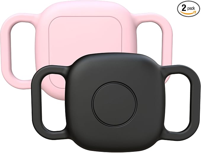 Waterproof Dog Collar Holder Case for Tile Mate 2024/2022 Tracker,2 Pack Anti Scratch Soft Silicone Case for cat pet Necklace, Protective Cover Accessories for Tile Tracker (Black/Pink)