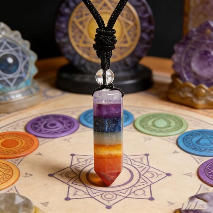 7 Chakra Necklace - Healing Stones Jewelry, Energy Balance & Energy Absorbing Necklace for Adults, Meaningful Chakra Gifts