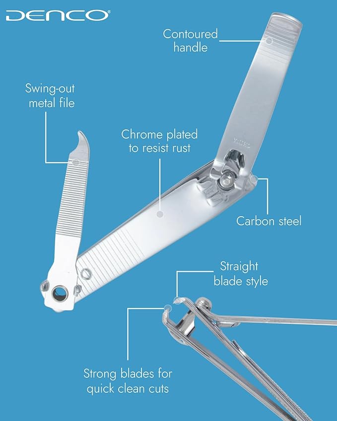 Denco Straight Cut Toenail Clipper,Silver,1 Count (Pack of 1),3559N