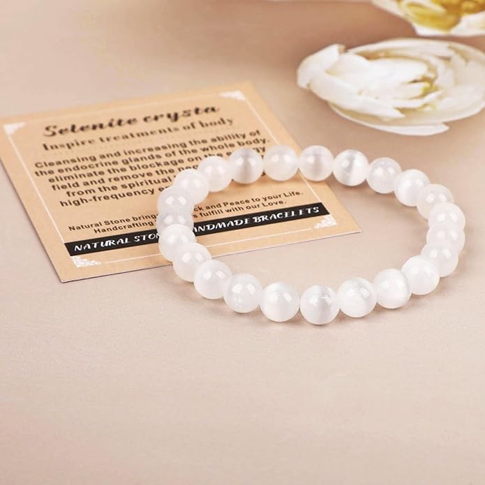 AD Beads Handmade Gemstone Stretch Elastic Bracelet Crystal Healing Reiki Nature's Beauty and Spiritual Essence Unisex