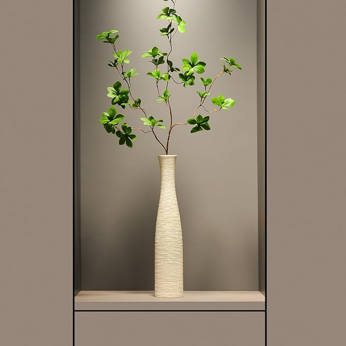 Ceramic Vase Home Decor, 15.7" Tall Flower Vases Modern Rustic Farmhouse | Tall Skinny Decorative Vase for Pampas Grass, Living Room, Office, Fireplace Bedroom Decoration