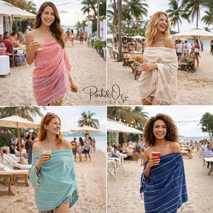 PARK&OZ Turkish Beach Towel – Oversized 100% Cotton Quick-Dry & Sand-Free Blanket 72"x40" – Ultra-Absorbent, Lightweight & Compact Pool Towel for Beach, Travel, Spa, Gym, Camping & Home (Fuschia)