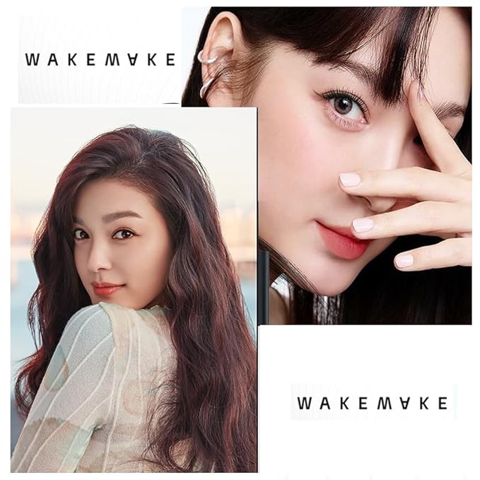 WAKEMAKE Real Ash Brush Eyeliner, Korean Makeup Liquid Eyeliner, Smudge-proof, Ultra-Fine Tip, Long Lasting Waterproof Liquid Eyeliner 0.04 OZ (Pack of 2) (02 ASH BROWN)