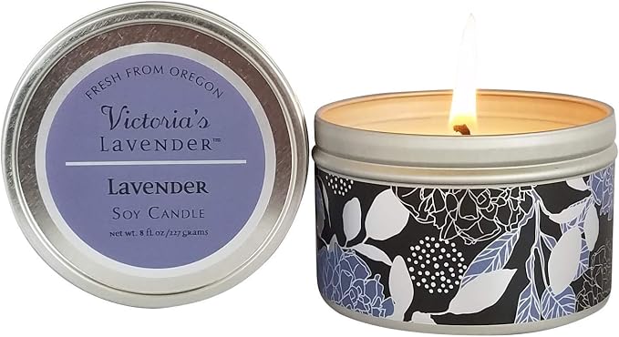 Lavender Luxury Scented Candles 8 Oz - Scented Candles for Home and Relaxation with Essential Oil, Ideal Soy Wax Aromatherapy, Made in the USA, Aesthetic & Romantic by Victoria's Lavender