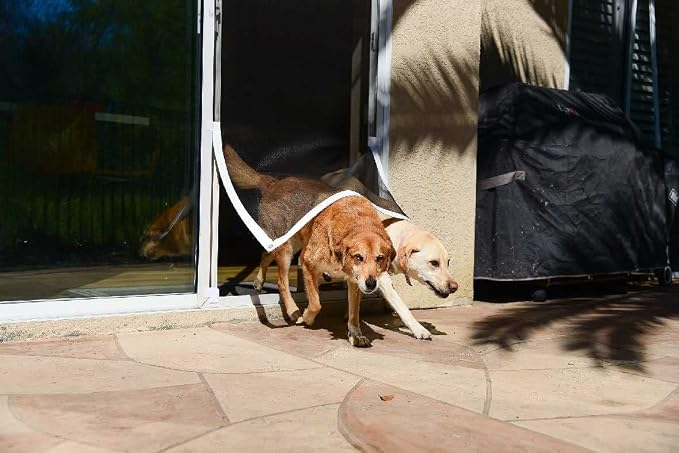 Custom Sliding Door Pet Door Screen Kit | For Existing Patio Screen Doors | Pet-Friendly Entrance for Dogs & Cats | Kit Only, Does Not Include Screen | Plus Extra White Tape, Magnetic Closures
