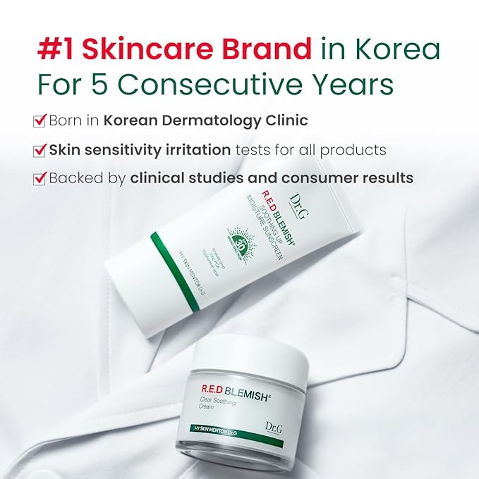 Dr. G R.E.D. Blemish Clear Hyal-Cica Soothing Serum - Korean Skincare - Long-Lasting, Hydrating Serum for All Skin Types - Cools Skin Temperature - Hyaluronic Acid & Centella Asiatica - 1.69 fl oz