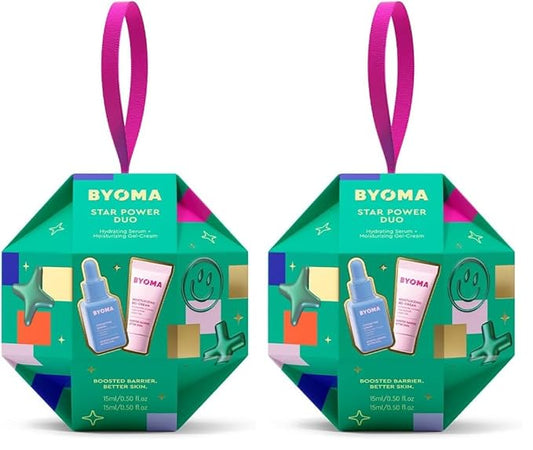BYOMA Star Power Duo (2-Piece Kit) - Skincare Gift Set with Hydrating Serum 15mL & Moisturizing Gel Cream 15mL - Skin Barrier Repair Face Serum & Moisturizer (Pack of 2)