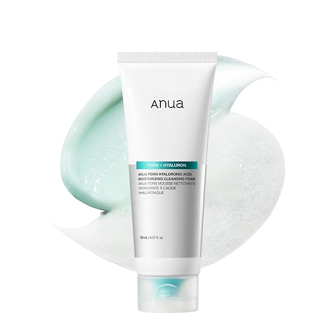 ANUA PDRN Hyaluronic Acid Moisturizing Cleansing Foam, Hydrating Facial Cleanser for Dry Skin, Daily Gentle Face Wash with Salmon DNA, Balancing & Pore Care, Korean Skincare (5.07 fl oz)