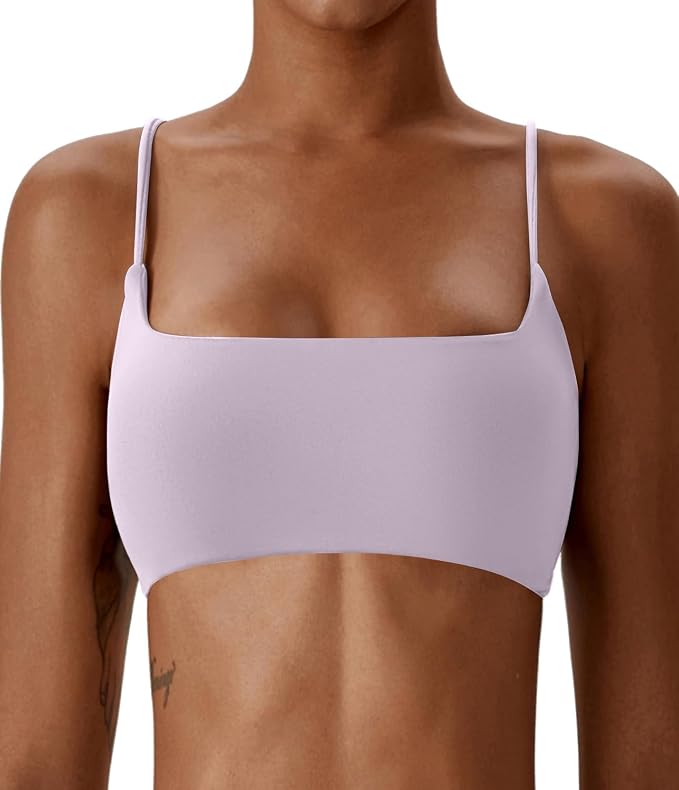 Comper Women's Sports Bras Wirefree Racerback Workout Bras Sexy Thin Straps Yoga Sport Bras with Removable Pads