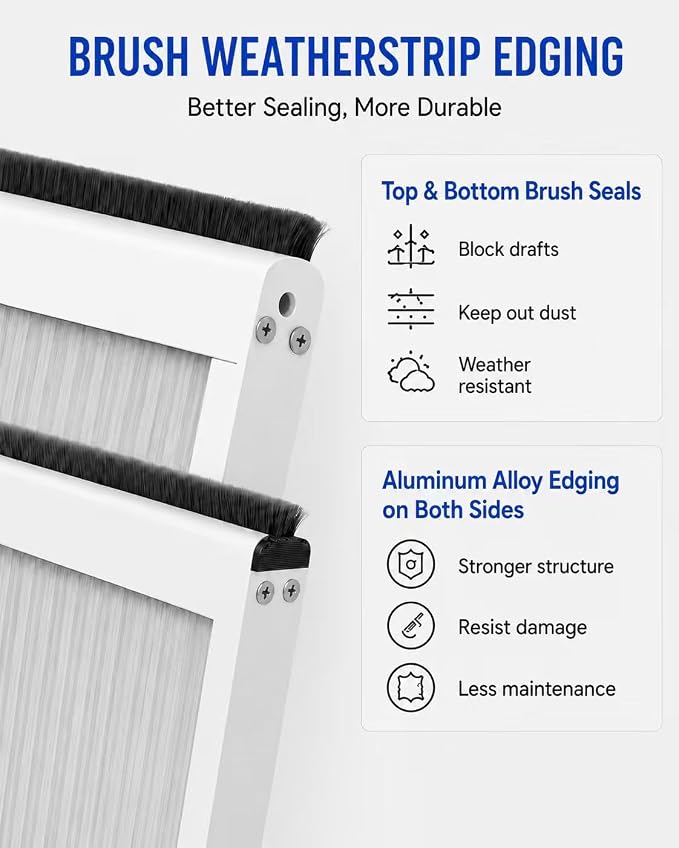 3-Panel Airseal Pet Door Flap 10.25x15.75in XL, Metal Connection