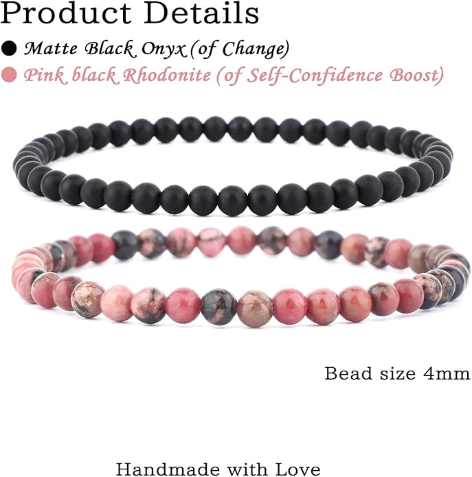 NCB 2.3-Piece 4mm Natural Crystal Gemstone Stretch Bracelets – Handmade Reiki Energy Healing Jewelry for Meditation,Yoga, Unisex