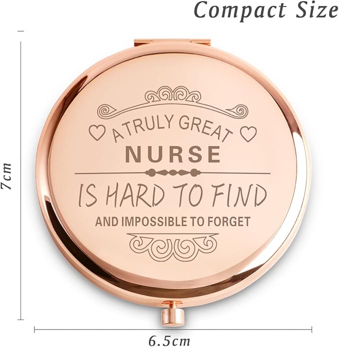 QUSTGO Nurse Appreciation Gifts for Women, Thank You Gifts for Nurse, Personalized Compact Mirror, Goodie Bag & Basket Stuffers for Valentines Day