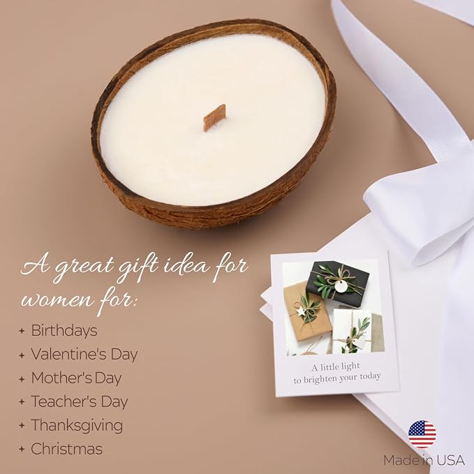 – Scented Candles Clearance | Coconut Shell Soy Wax Candle with Wooden Wick | Candles for Home Décor | Gift Idea for Women (1, Citrus Drift)