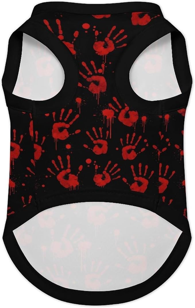 Halloween Pet Vest Bloody Hand Pet Shirts Large | blood Splatter Dog Shirt Vest cute pet Sleeveless Vests Ice Silk Dog T-Shirts holiday Dog Clothes Halloween Canine Wear