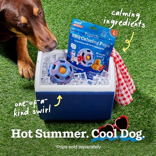 WOOF Pupsicle Interactive Dog Ball Toy for Dogs Large 25-75 lbs - July 4th