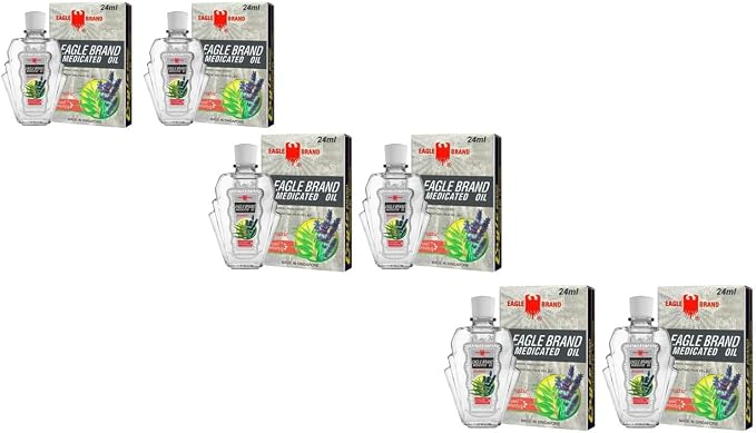3 Packs - White Twin Essentail Medicated Oil - 6 Chai Dau Con O Trang - 24mL per Bottle with 6 Bottles per Order - Made in Singapore