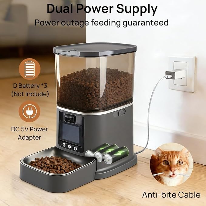Automatic Cat Feeder with Camera Two-Way Video/Autio 5G WiFi, 5L | 3MP HD, Custom Voice, APP Control Automatic Dog Feeder with Night Vision, Cat Food Dispenser, Automatic Feeder Cat Dry Food
