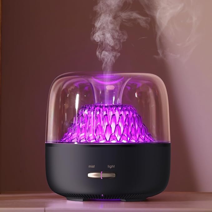 Small Essential Oil Diffuser for Home, Stylish Volcano Mountain View & Colorful Light,200ml Aromatherapy Aroma Diffusers, Small Size for Personal Office Desk Bedroom Bathroom