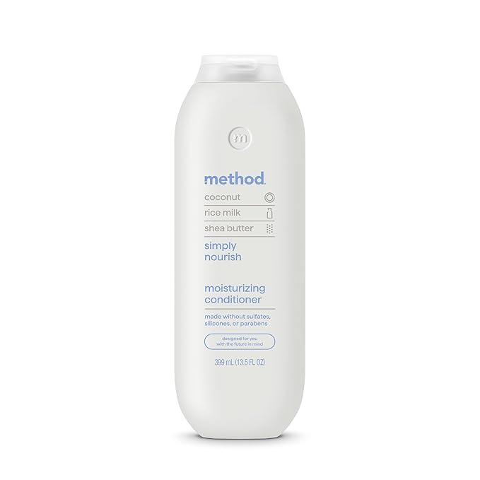 Method Moisturizing Conditioner, Simply Nourish with Shea Butter, Coconut, and Rice Milk Scent Notes, Paraben and Sulfate Free, 13.5 oz (Pack of 1)