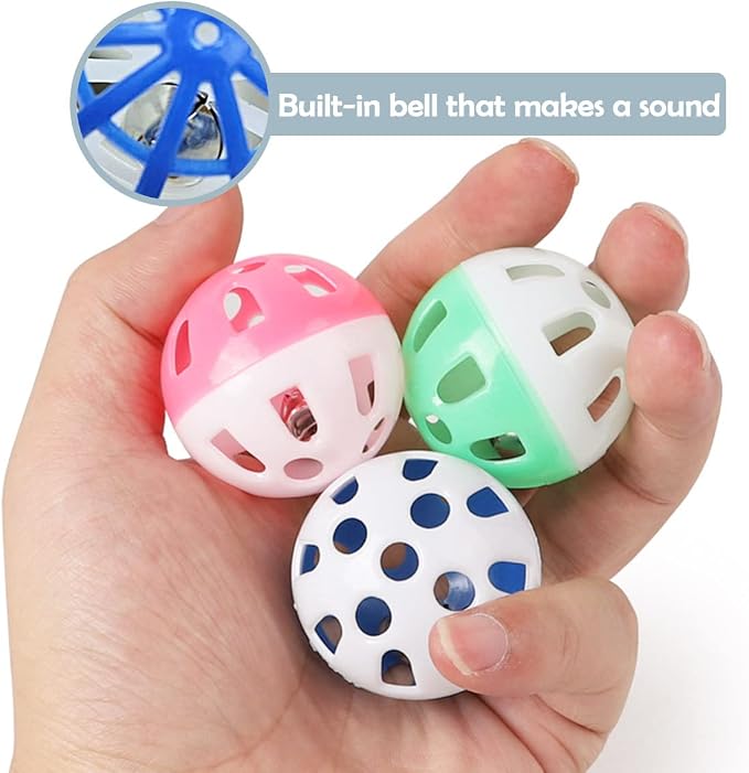 PET SHOW 20 Pack Cat Toys Balls with Bell Inside for Indoor Cats Kitten