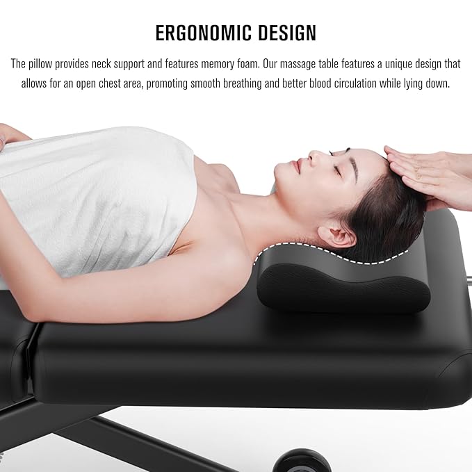 pouseayar Heavy Duty Electric Massage Table, 32" x 75" Black, Electric Lift & Backrest, 2 Motor Adjustable, Supports Up to 1000 lbs