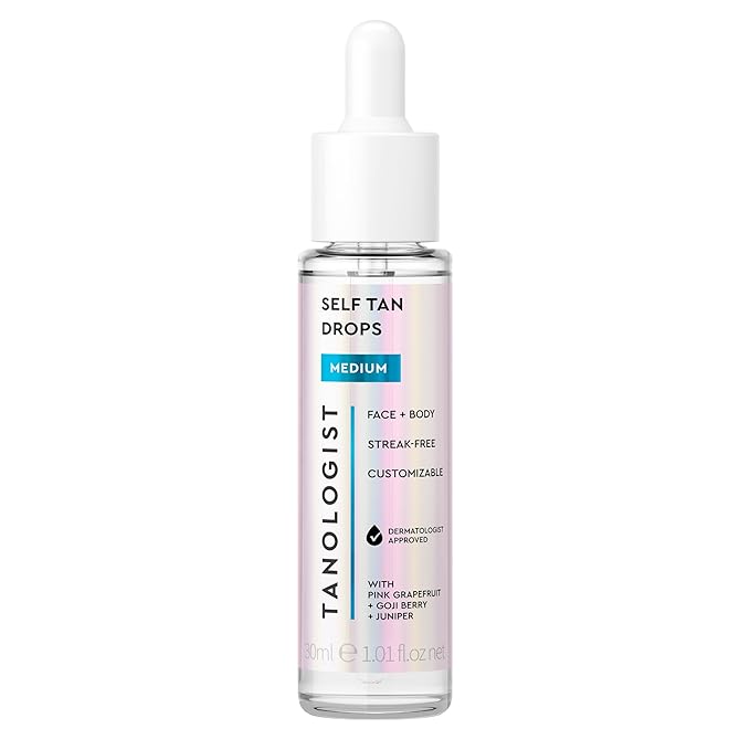 Tanologist Medium Self Tan Drops, Streak-Free Body & Face Tanning Drops, No Fake Tan Smell, For Moisturizer & Lotion, Bronzing Face Tanner, Skincare Ingredients, Vegan, 1.01 fl. oz/30 ml Bottle