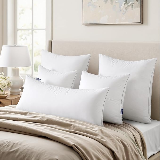MIULEE 12 x 20 Pillow Inserts (Set of 2) -Decorative Throw Pillows with 100% Cotton Covers Rectangle for Sofa Couch