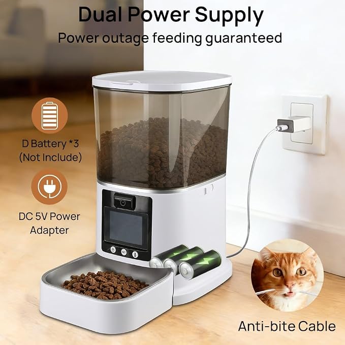 Automatic Cat Feeder with Camera Two-Way Video/Autio 5G WiFi, 5L | 3MP HD, Custom Voice, APP Control Automatic Dog Feeder with Night Vision, Cat Food Dispenser, Automatic Feeder Cat Dry Food