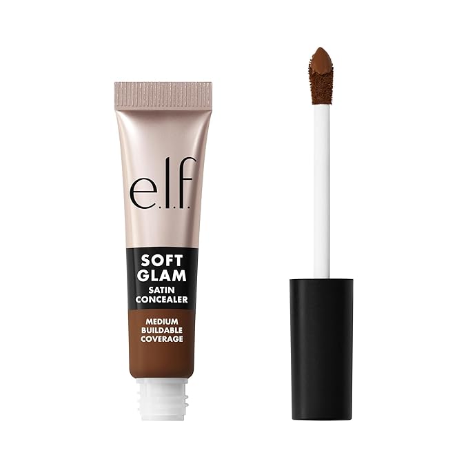 e.l.f. Soft Glam Satin Concealer, Medium Coverage For Blemishes & Under-Eye, Crease-Resistant, Long Lasting, Vegan & Cruelty-Free, 55 Deep Warm