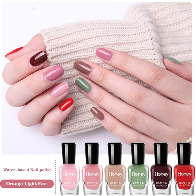 Non Toxic Nail Polish Set, Easy Peel Off and Fast Dry Nail Polish Set for Pack, Eco Friendly and Organic Water Based Nail Polish for Women,Teens(12 Bottles, 5ML)