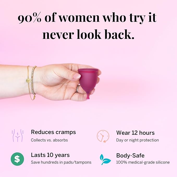 Pixie Soft Menstrual Cup - Ranked 1 for Most Comfortable Reusable Period Cup - Buy One We Give One - Includes Ebook Guide, Cleaning Wipes, Lube, & Storage Bag - Tampon and Pad Alternative