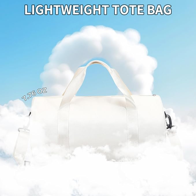 Ballet Dance Bag Mini Gym Bag Lightweight Small Duffle Bag 10L Cute Crossbody Bag for Yoga Swimming Sport (White)