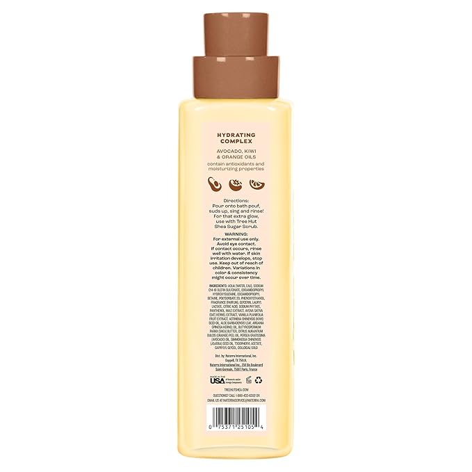 Tree Hut Vanilla Foaming Gel Body Wash, Mothers Day Gifts, Hydrating & Moisturizing Shower Gel for Soft, Smooth Skin, Warm Cozy Scent, 18 fl oz