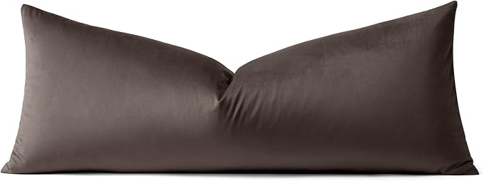 Artscope Luxury Velvet Lumbar Pillow Cover Super Soft Decorative Rectangle Pillowcases Soft Solid Cushion Cases for Couch Sofa Bedroom Car Decor 14x36 Inch Chocolate Brown