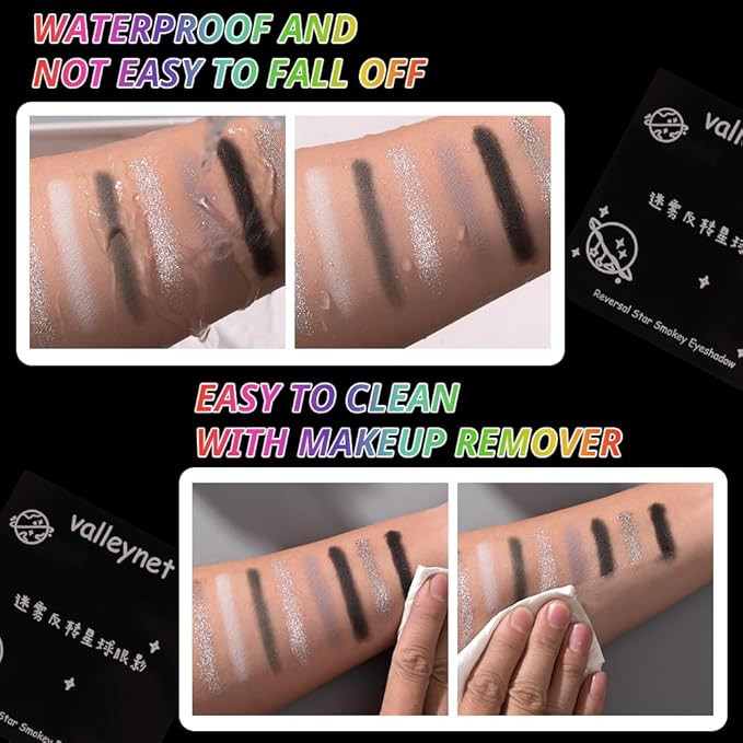 URQT Grey Silver Eyeshadow Palette with Mirror – 9 Highly Pigmented Matte & Shimmer Shades, Long-Lasting Blendable Formula, No Crease 12H+, Smooth Application, Travel-Friendly Cool Tone Eye Makeup