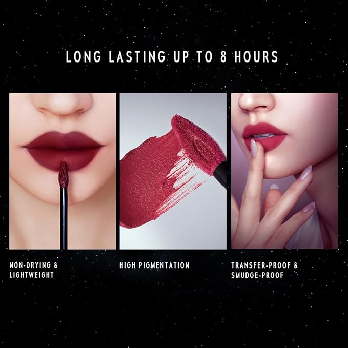 NEBULA VELVET LIP CREAM-Long Lasting Lip Stain, Waterproof and Transferproof Lip Tint, Matte Finish, Smooth Out Lip Lines, Lightweight & High Coverage, Stocking Stuffers (005 LYRA)