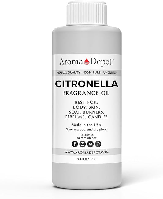 Citronella 2oz. Fragrance Oil I Perfume I Skin Oil I Scented Oil. DIY Projects Such as Candles, Bath Bombs, Body Butters, Creams & Lotions. Few Drops in The Diffuser, Burners, or Warmers.