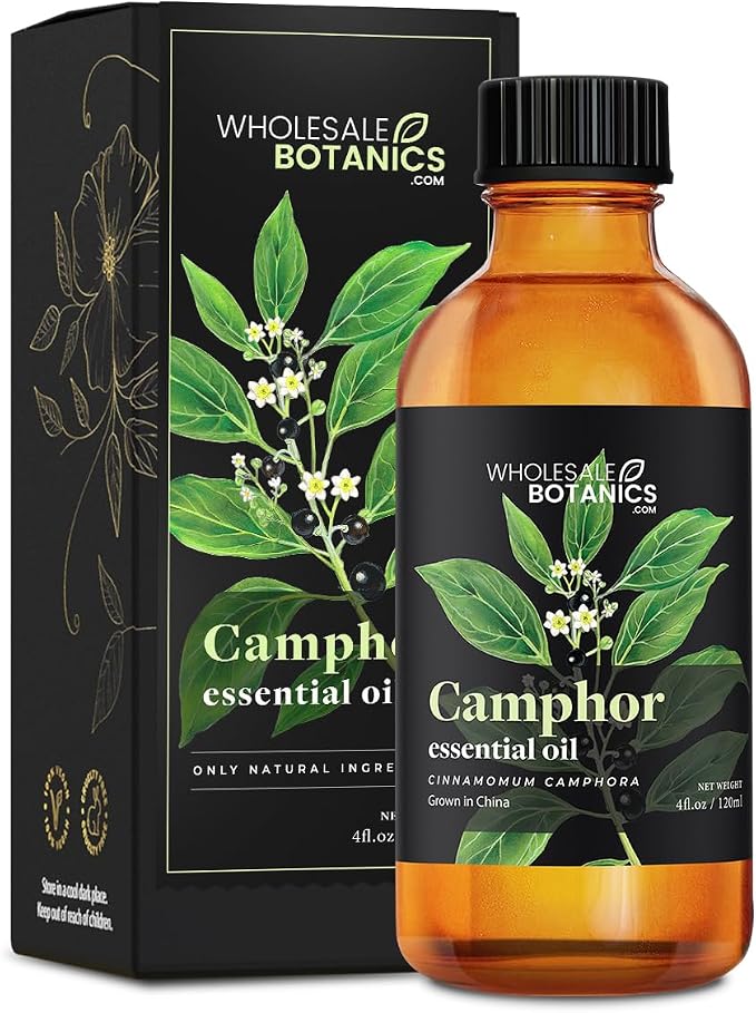 Camphor Essential Oil by Wholesale Botanics | Premium Grade 100% Pure Essential Oil | for Aromatherapy, Soaps, Lotions, & Candles | Vegan & Cruelty Free (4 Fl. Oz.)