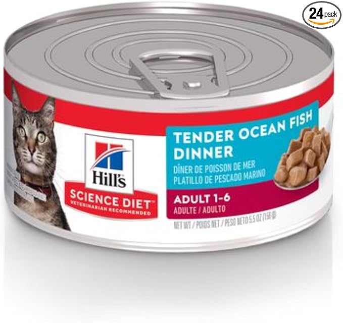 Hill's Science Diet Adult 1-6 Wet Cat Food | #1 Veterinarian Recommended, Ocean Fish Recipe, 5.5 oz. Cans, 24-Pack