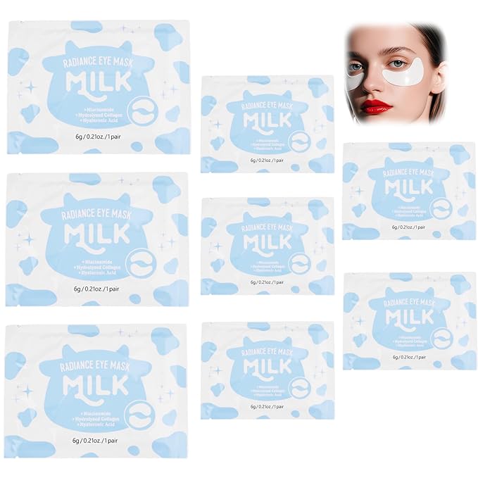 8PCS Hydrogel Eye Patch, 6g Moisturizing Milk Single Eye Mask Hydrogel Pads, Ideal for Women Dark Circles, Dryness Around Eyes, Reduce Skin Wrinkles, Puffy Eyes