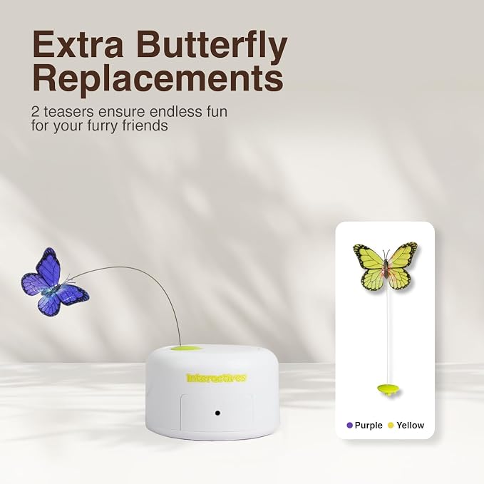 ALL FOR PAWS 6-Pack Butterfly Refills for Interactive Cat Toy, Replacement Butterflies for Automatic Cat Spinner Toy, Durable Self-Play Butterfly Flutter Accessories for Indoor Cats & Kittens
