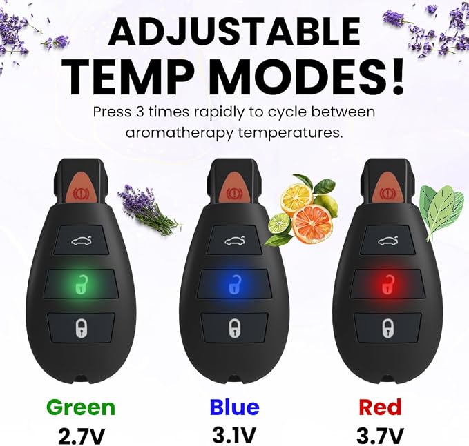 Discreet Car Key Aromatherapy Battery with Soft Touch Finish, Universal Thread Diffuser for On-the-Go Relaxation, Rechargeable Keychain Wellness Tool, Great Gift for Birthday, Holiday, or Everyday Use