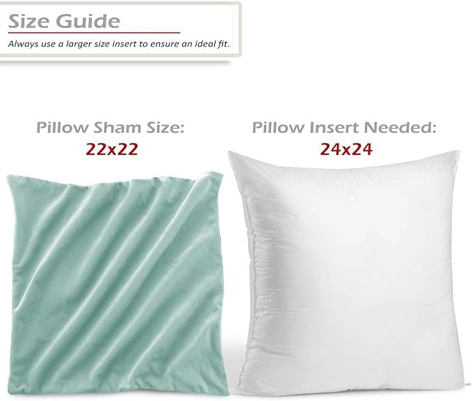 Nestl Throw Pillow Inserts Pack of 2 with Velvet Soft Solid Decorative Square Throw Pillow Covers Set for Sofa Couch Car Bedroom, 26X26 Throw Pillows Inserts with 24x24 Washable Cushion Covers, Mint